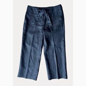 Talbots 100% Pure Irish Linen Black Waist Tie Classic Trousers Cropped Pants 4